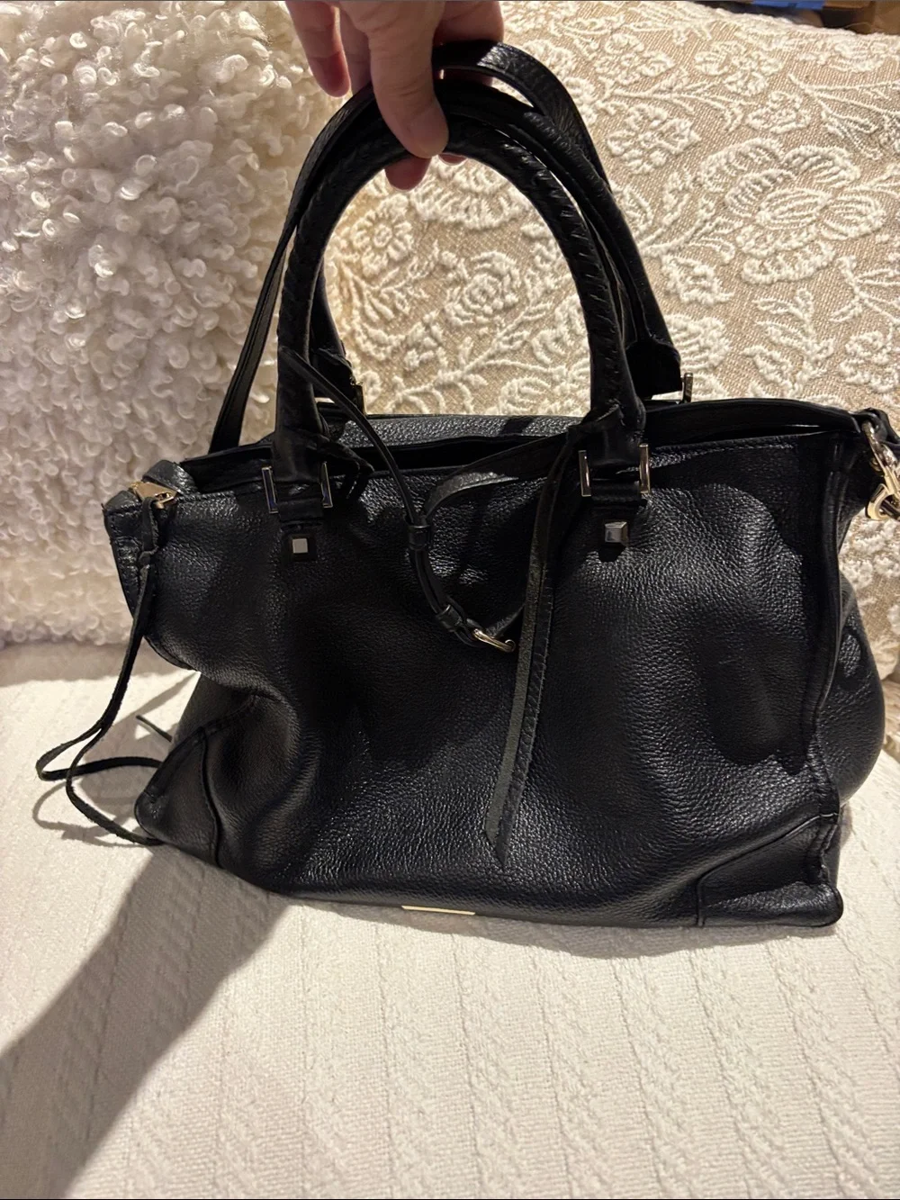 Rebecca Minkoff Classic Black Leather Tote Handbag - Women's Shoulder Bag